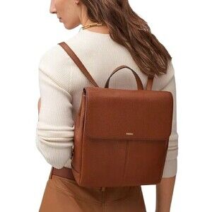 New Fossil Claire Leather Backpack Bag SHB1932213 Brandy Brass Hardware NWT $195